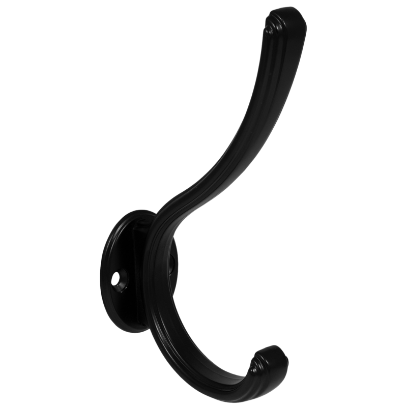 Dvojitý háček na klobouky a kabáty - 124 mm - černý