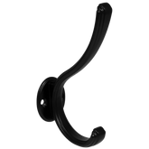 Dvojitý háček na klobouky a kabáty - 124 mm - černý