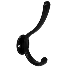 Dvojitý háček na klobouky a kabáty - 124 mm - černý