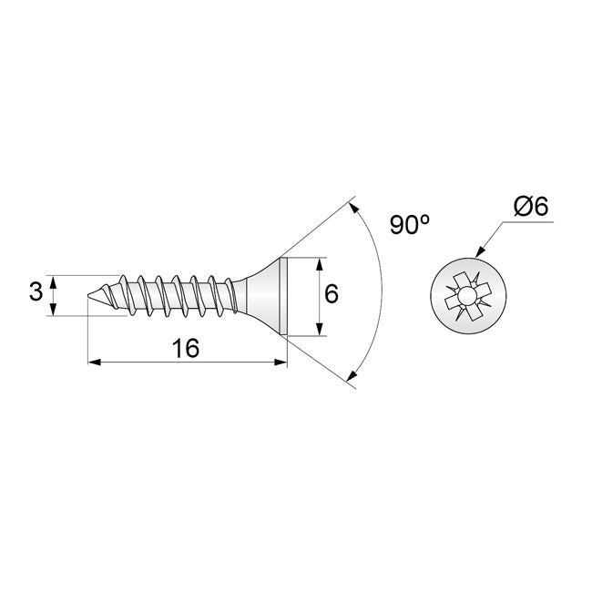 Dřevěné šrouby PZ1 3.0x16mm bílý zinek (1000 ks)