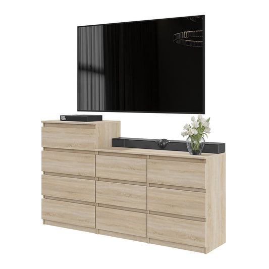 GABRIEL - Komoda se 10 šuplíky (6+4) - Skříň na oblečení do ložnice - Sonoma dub H92/70cm Š160cm H33cm