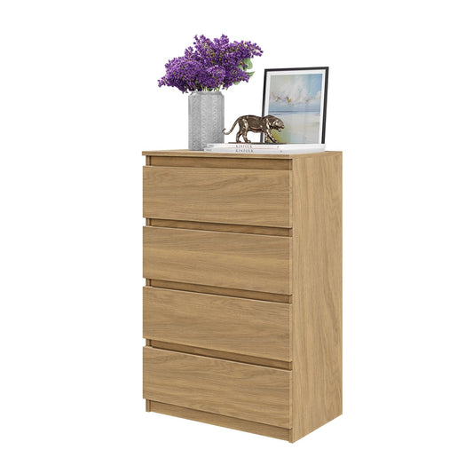 GABRIEL - Komoda se 4 šuplíky - Skříň na oblečení do ložnice - Jídelní skříň - Lancelot dub H92cm Š60cm D33cm