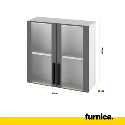 RENO - Kuchyňská sestava - Anthracite / Wotan Oak s pracovní deskou - 8 jednotek - 260 cm