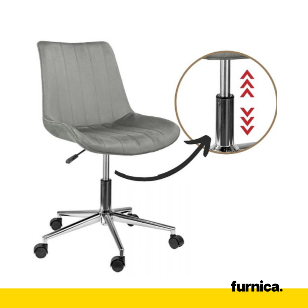 EDMONDO - Kancelářská židle s potahem z potištěného sametu s výplní - šedá barva s chromovými nohami