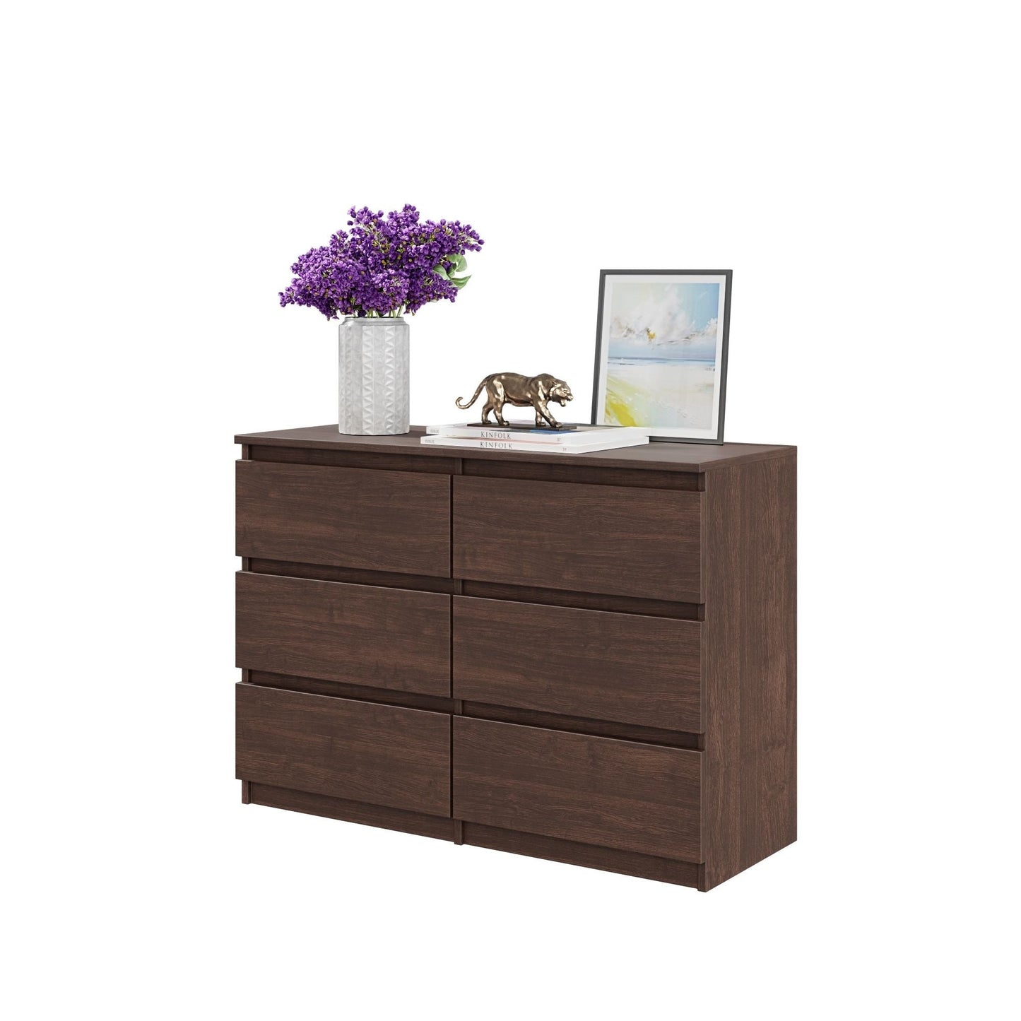 GABRIEL - Komoda se 6 šuplíky - Skříň na oblečení do ložnice - Skříňka na úložný prostor - Wenge - Výška 71 cm, šířka 100 cm, hloubka 33 cm.