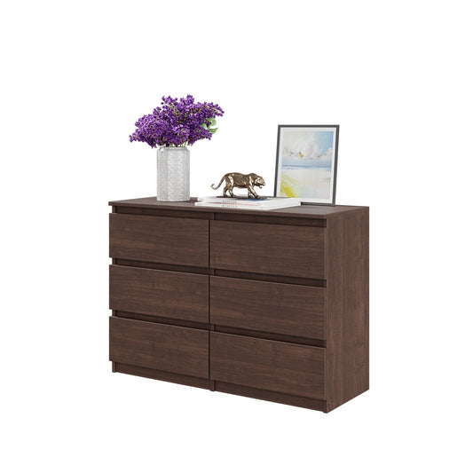 GABRIEL - Komoda se 6 šuplíky - Skříň na oblečení do ložnice - Skříňka na úložný prostor - Wenge - Výška 71 cm, šířka 100 cm, hloubka 33 cm.