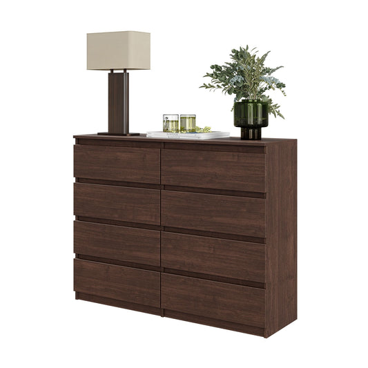 GABRIEL - Komoda se 8 šuplíky - Skříň na oblečení do ložnice - Wenge - V92cm Š120cm H33cm