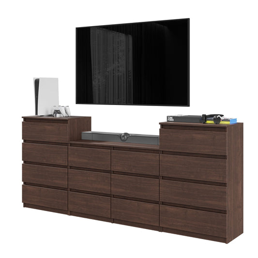 GABRIEL - Komoda se 14 šuplíky (4+6+4) - Skříň na oblečení do ložnice - úložný prostor - Wenge - V92cm Š220cm H33cm