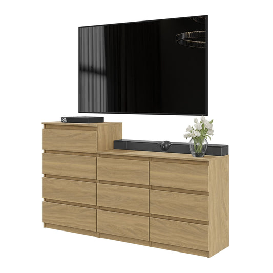 GABRIEL - Komoda se 10 šuplíky (6+4) - Skříň na oblečení do ložnice - Lancelot dub H92/70cm Š160cm H33cm