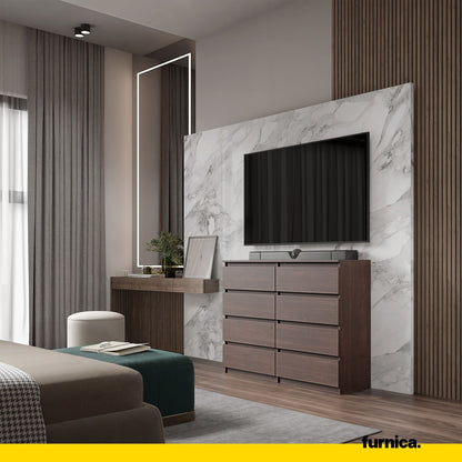 GABRIEL - Komoda se 8 šuplíky - Skříň na oblečení do ložnice - Wenge - V92cm Š120cm H33cm