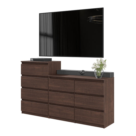 GABRIEL - Komoda se 10 šuplíky (6+4) - Skříň na oblečení do ložnice - úložný prostor - Wenge - V92/70cm Š160cm H33cm