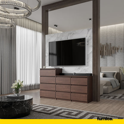 GABRIEL - Komoda se 10 šuplíky (6+4) - Skříň na oblečení do ložnice - úložný prostor - Wenge - V92/70cm Š160cm H33cm