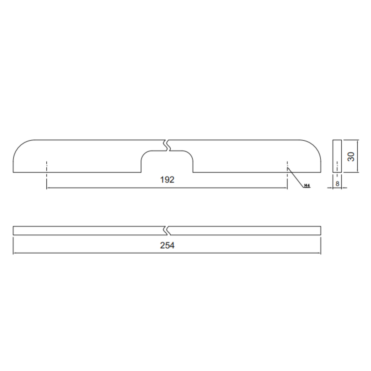 Nábytková rukojeť 192mm U084 - chrom (2) – Furnica