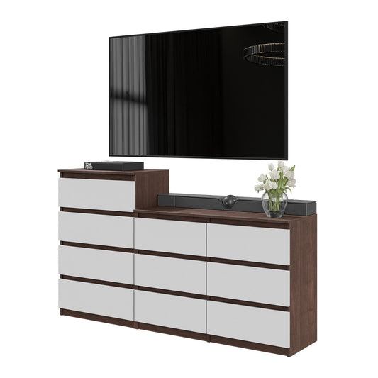GABRIEL - Komoda se 10 šuplíky (6+4) - Skříň na oblečení do ložnice - úložný prostor - Wenge / Matně bílá - V92/70cm Š160cm H33cm