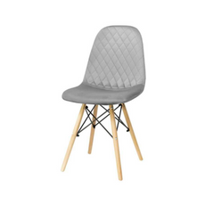 GIUSSEPPE - Potahovaná židlička do jídelny / kanceláře z potaženého sametu s dřevěnými nohami - šedá