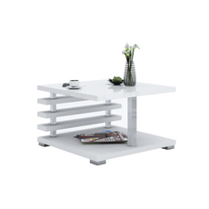 NICK - Moderní stylový konferenční stolek H31cm W60cm D60cm - bílý lesk