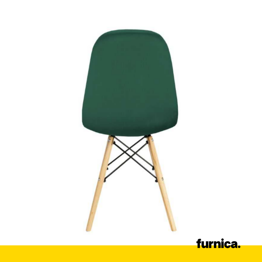 GIUSSEPPE - Potahovaná židli s dřevěnými nohami a výplní z plstěného sametu - zelená