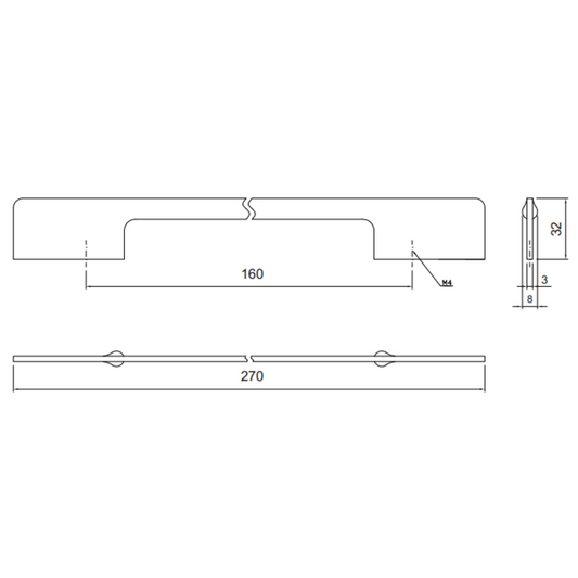 Nábytková rukojeť 160mm U086 - chrom (2) – Furnica