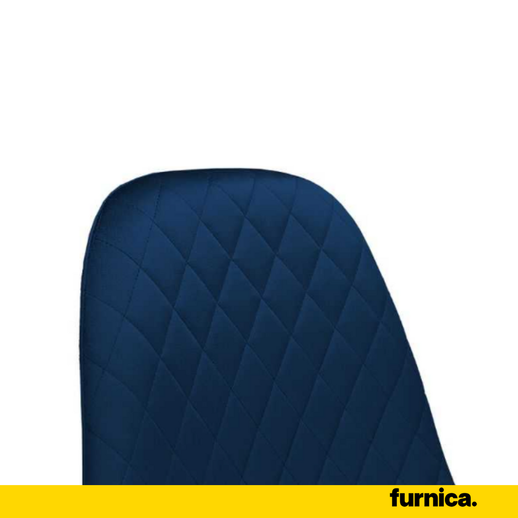 GIUSSEPPE - Potahovaná židlička do jídelny / kanceláře z potaženého sametu s dřevěnými nohami - tmavě modrá