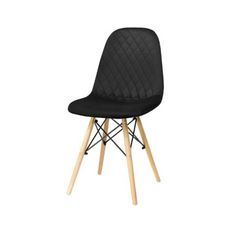 GIUSSEPPE - Potahovaná židlička do jídelny / kanceláře z potaženého sametu s dřevěnými nohami - černá