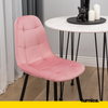 ROBERTO - Prošívaná sametová židle do jídelny / kanceláře s černými kovovými nohami - Růžová