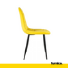 ROBERTO - Prošívaná sametová židle do jídelny / kanceláře s černými kovovými nohami - žlutá