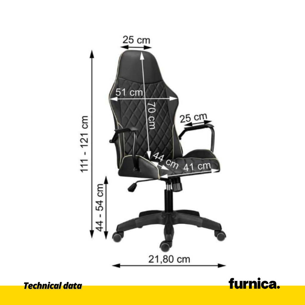 FABIO I - Kancelářská židle s prošívaným potahem z vysoce kvalitní mikrosítě - černá H121cm W66cm