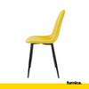 FLAVIO - Odolná sametová židle s čalouněním z veluru a černými kovovými nohami - žlutá