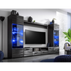 Stěnná jednotka MODICA - sada nábytku do obývacího pokoje - černý lesk / Sahara 3D