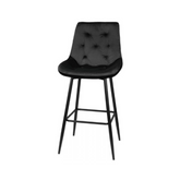 DANIELE - Prošívaný sametový jídelní / kancelářský stolička s černými kovovými nohami - černá