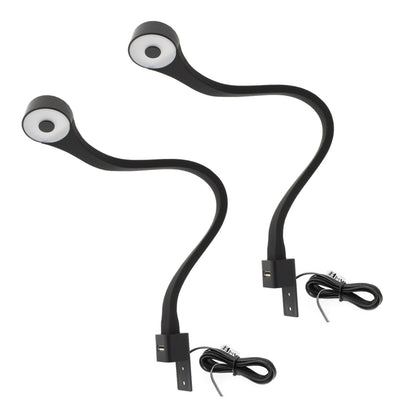 2 ložnice LED lampy s USB + napájecím zdrojem (F02) – Černá / Neutrální – Furnica