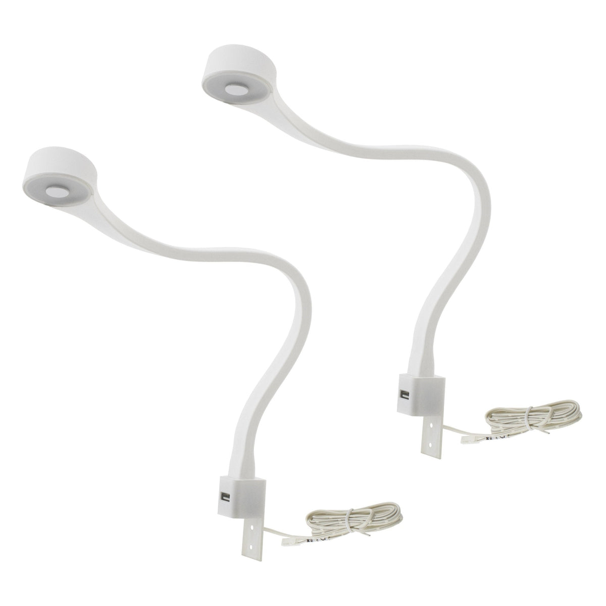 2 ložnice LED lampy s USB + napájecím zdrojem (F02) – Bílá / Neutrální – Furnica