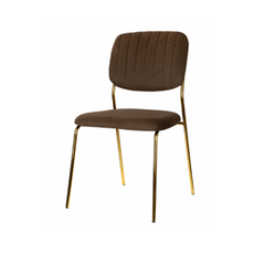 ADAMO - Prošívaná sametová židle do jídelny / kanceláře s pozlacenými chromovými nohami - hnědá