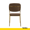 ADAMO - Prošívaná sametová židle do jídelny / kanceláře s pozlacenými chromovými nohami - hnědá