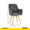 ALBERTO - Odolná látková jídelní / kancelářská židle s dřevěnými nohami - tmavě šedá