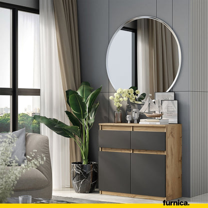NOAH - Komoda se 2 šuplíky a 2 dveřmi - Skříň na uložení oblečení do ložnice - Wotan dub / antracit H75cm W80cm D35cm