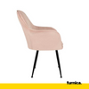 AMEDEO - Potahovaná židlička do jídelny / kanceláře z plstěného sametu s černými chromovanými nohami - světle růžová