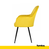 AMEDEO - Potahovaná židlička do jídelny / kanceláře z plstěného sametu s černými chromovanými nohami - žlutá
