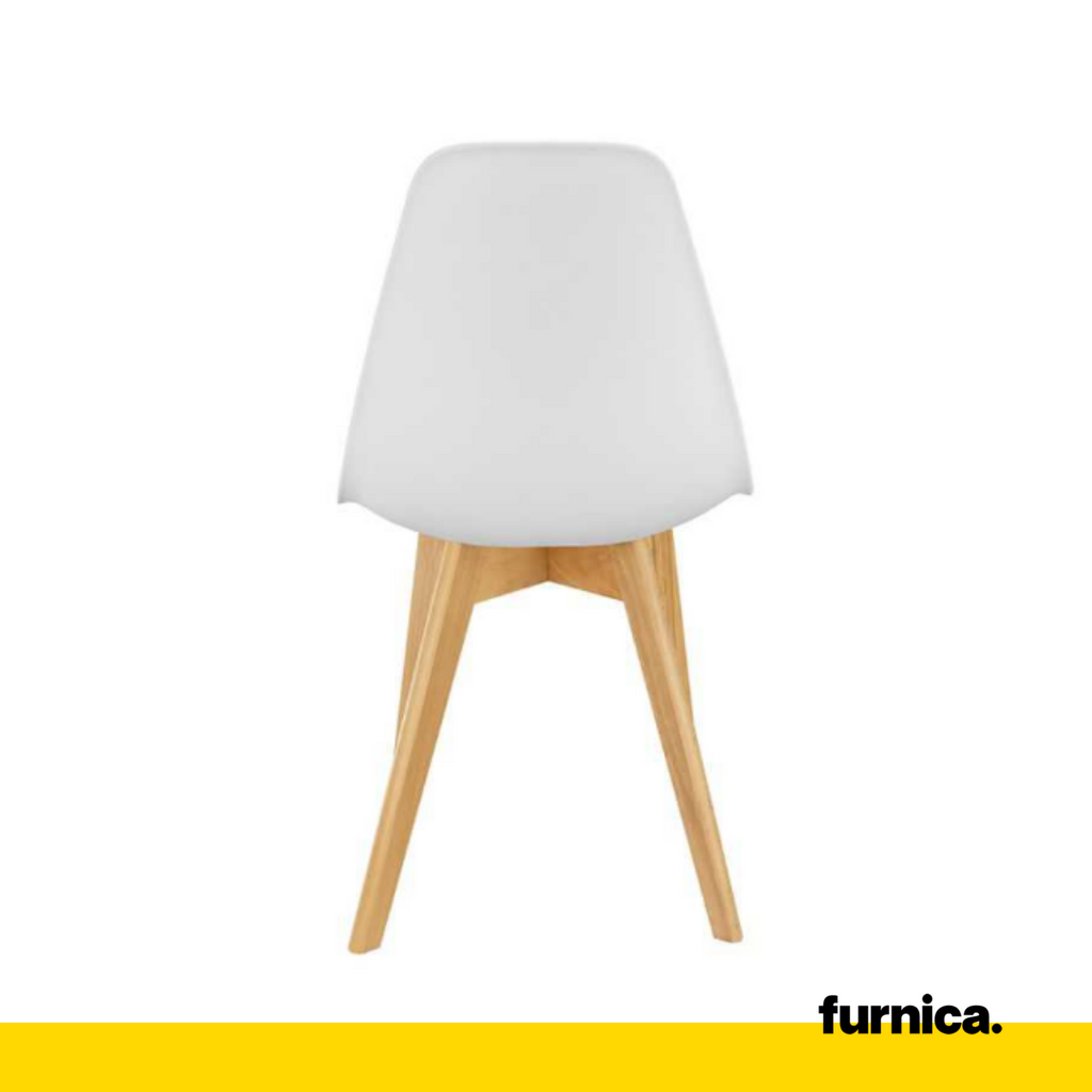 MARCELLO - Plastová jídelní / kancelářská židle s dřevěnými nohami - bílá