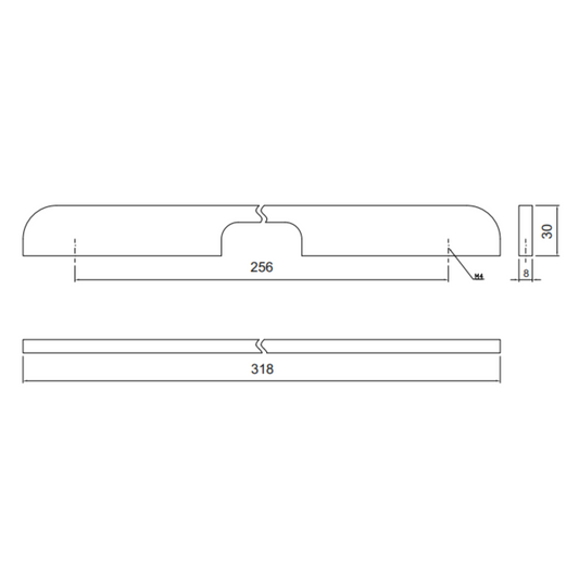Nábytková rukojeť 256mm U084 - chrom (2) – Furnica