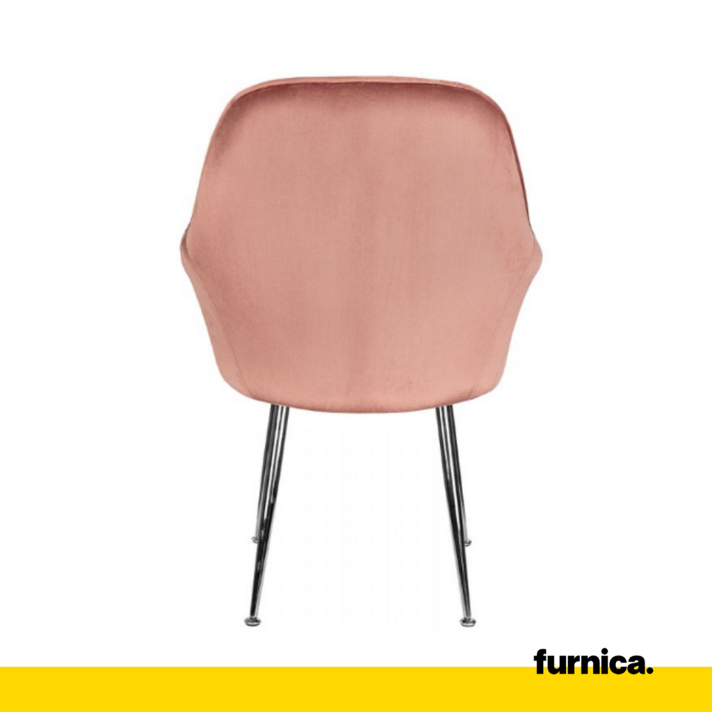 AMEDEO - Potahovaná židlička do jídelny / kanceláře z plstěného sametu s chromovanými stříbrnými nohami - tmavě růžová