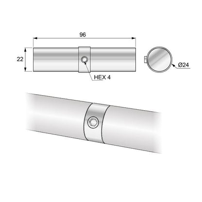 25mm trubkový konektor, chromovaný (2) – Furnica