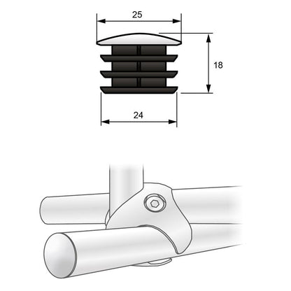 25mm koncová krytka pro trubku, chromovaná (2) – Furnica