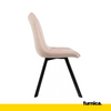 BARTOLOMEO - Prošívaná sametová židle s čalouněním z froté sametu a černými kovovými nohami - růžová
