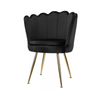 LUIGI - Čalouněná židli s potahem z plstěného sametu a zlatými chromovanými nohami - černá