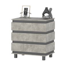 MARGARET - Komoda se 3 zásuvkami - Skříň na oblečení do ložnice - Anthracit / Beton - V: 86 cm, Š: 83 cm, H: 44 cm