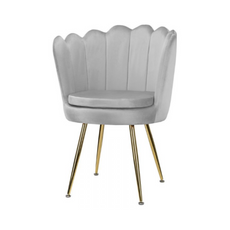 LUIGI - Potahovaná židli s potahem z plstěného sametu a zlatými chromovanými nohami - šedá