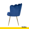 LUIGI - Potahovaná židlička do jídelny / kanceláře z plstěného sametu s pozlacenými chromovými nohami - tmavě modrá