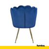 LUIGI - Potahovaná židlička do jídelny / kanceláře z plstěného sametu s pozlacenými chromovými nohami - tmavě modrá