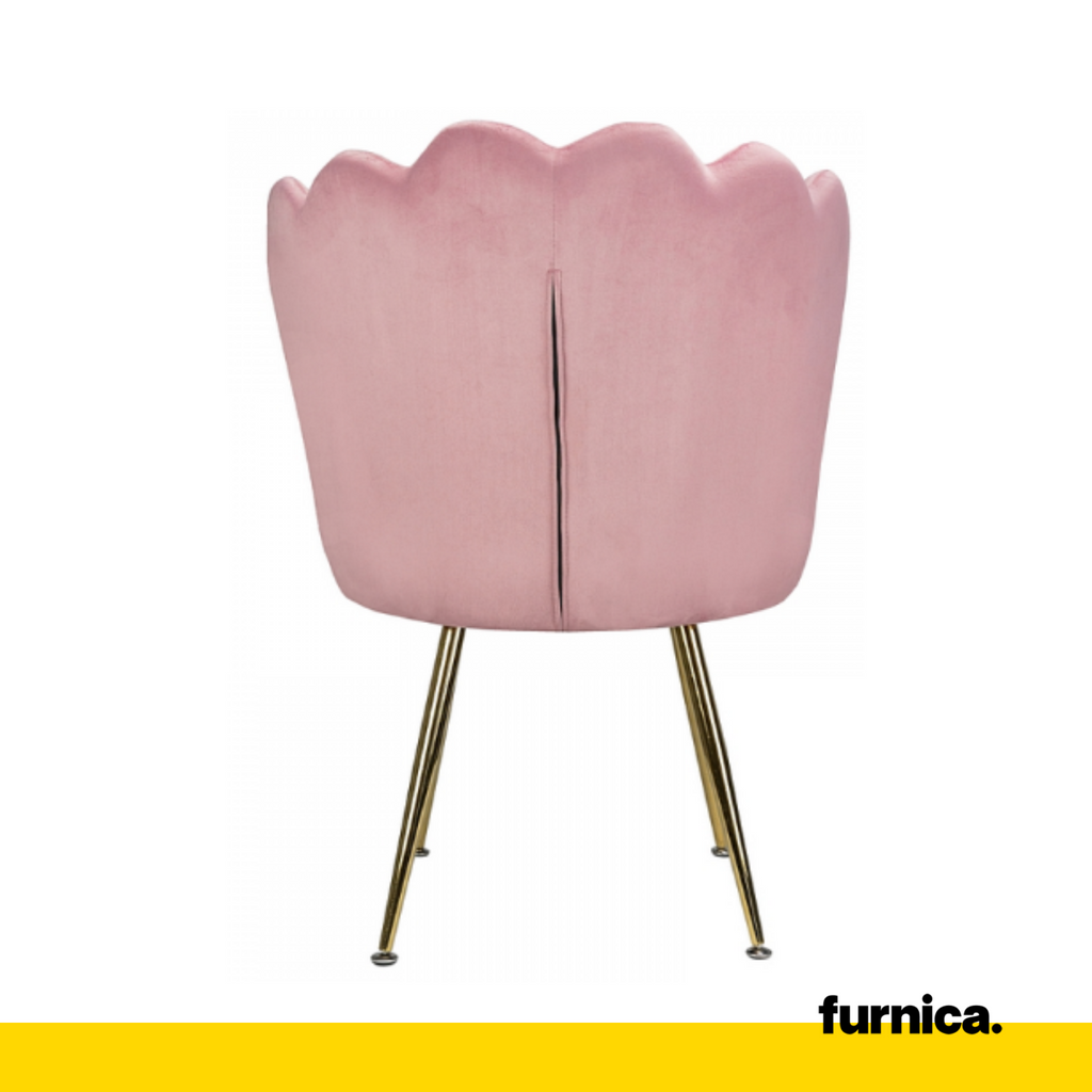 LUIGI - Kviltovaná sametová židle s zlatými chromovanými nohami - růžová